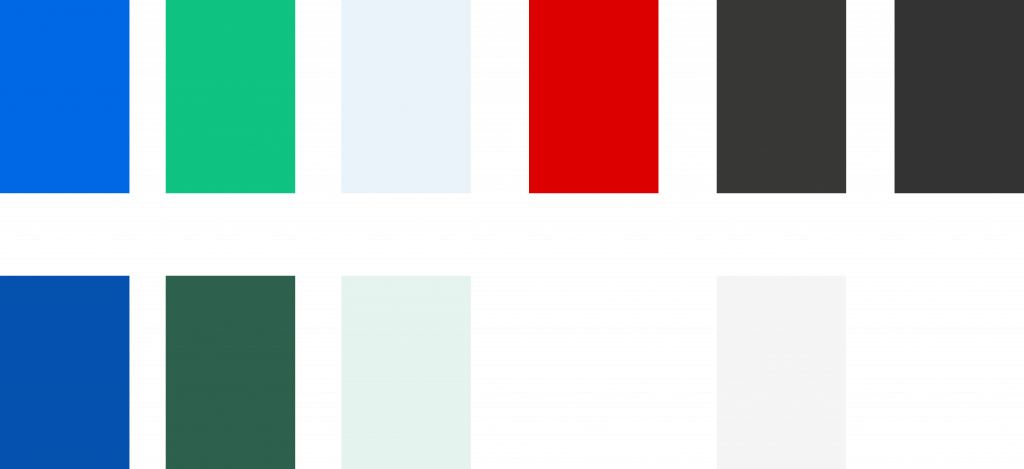 An array of vertical and horizontal colorful rectangles in blue, green, light blue, red, gray, dark blue, dark green, and white, arranged to form a geometric pattern.