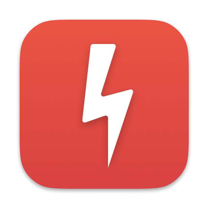 A red square icon with rounded corners and a white lightning bolt symbol in the center.