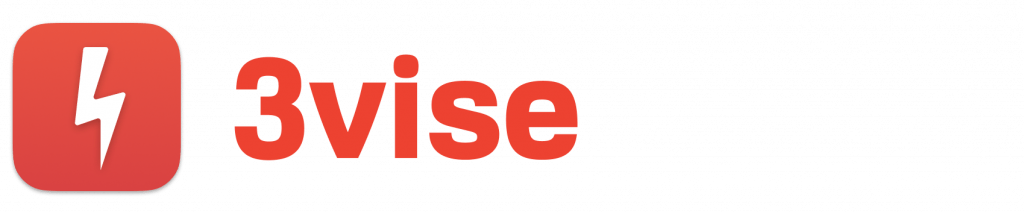 A red logo with a white lightning bolt icon to the left and the text "3vise" to the right.